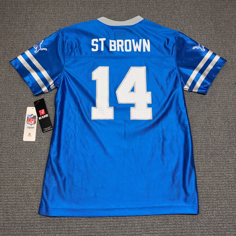 NFL Team Apparel Detroit Lions Amon-Ra St Brown 14 Youth XL Jersey Blue